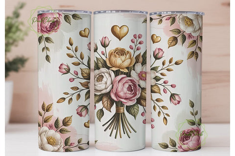 Romantic Floral 20oz Tumbler Wrap Sublimation PixelChick 