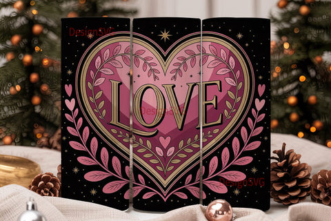 Romantic Floral Heart 20oz Tumbler Wrap Sublimation DesignSVG 