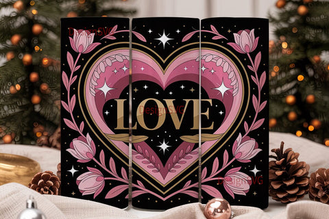 Romantic Floral Heart 20oz Tumbler Wrap Sublimation DesignSVG 