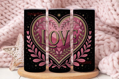 Romantic Floral Heart 20oz Tumbler Wrap Sublimation DesignSVG 