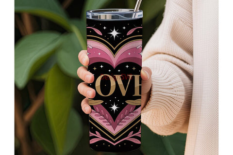 Romantic Floral Heart 20oz Tumbler Wrap Sublimation DesignSVG 