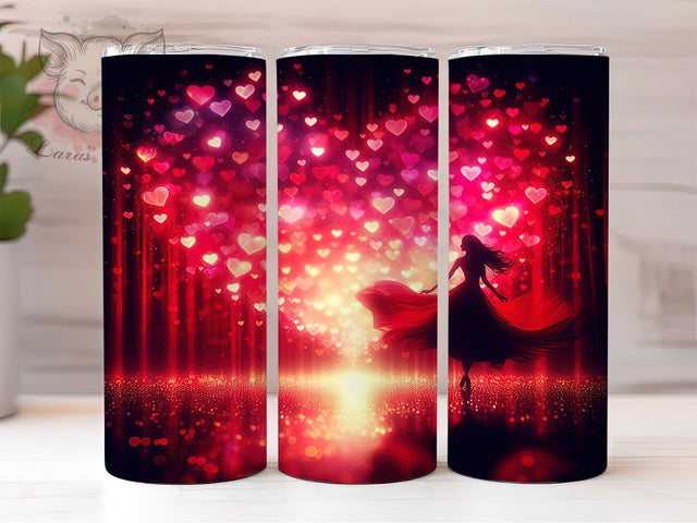 Romantic Floral Heart Tumbler, Romantic Floral Pattern, Love Theme Design, 20Oz Sublimation Wrap, Sweet Heart Art, Elegant Romantic Texture, Tumbler Sublimation Sublimation Lara' s Designs 
