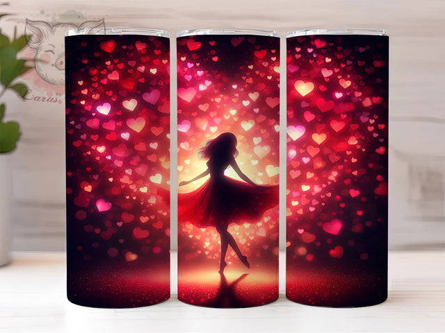 Romantic Floral Heart Tumbler, Romantic Floral Pattern, Love Theme Design, 20Oz Sublimation Wrap, Sweet Heart Art, Elegant Romantic Texture, Tumbler Sublimation Sublimation Lara' s Designs 