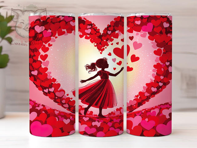 Romantic Floral Heart Tumbler, Romantic Floral Pattern, Love Theme Design, 20Oz Sublimation Wrap, Sweet Heart Art, Elegant Romantic Texture, Tumbler Sublimation Sublimation Lara' s Designs 