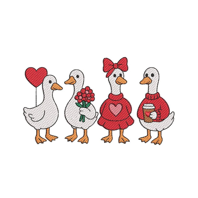 Romantic Geese Embroidery Design, Valentine's Day Embroidery File, 3 sizes, Instant Download Embroidery/Applique DESIGNS Nino Nadaraia 