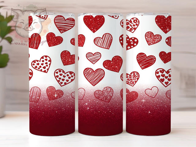 Romantic Glitter Heart Tumbler Wrap, Glitter Heart Wrap, Valentine Tumbler Design, Pink Heart Sublimation, Love Tumbler Wrap, Cute Romantic Tumbler, Heart Pattern Tumbler Sublimation Lara' s Designs 