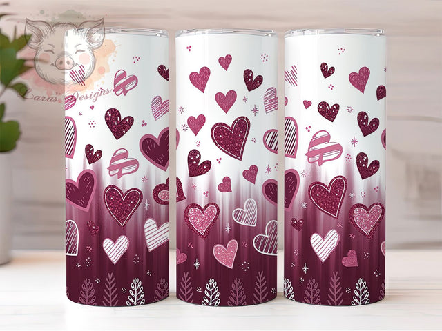 Romantic Glitter Heart Tumbler Wrap, Glitter Heart Wrap, Valentine Tumbler Design, Pink Heart Sublimation, Love Tumbler Wrap, Cute Romantic Tumbler, Heart Pattern Tumbler Sublimation Lara' s Designs 