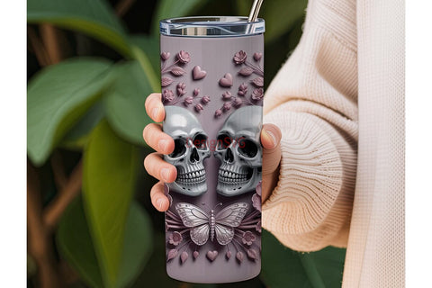 Romantic Gothic Skull 20oz Tumbler Wrap Sublimation DesignSVG 