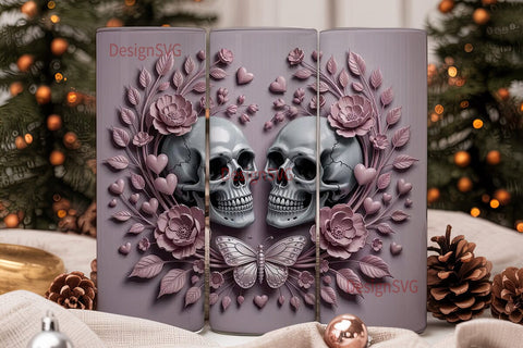 Romantic Gothic Skull 20oz Tumbler Wrap Sublimation DesignSVG 