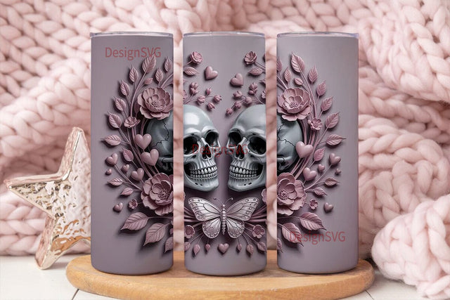 Romantic Gothic Skull 20oz Tumbler Wrap Sublimation DesignSVG 