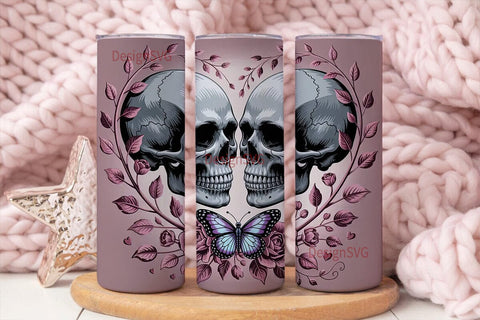 Romantic Gothic Skull 20oz Tumbler Wrap Sublimation DesignSVG 