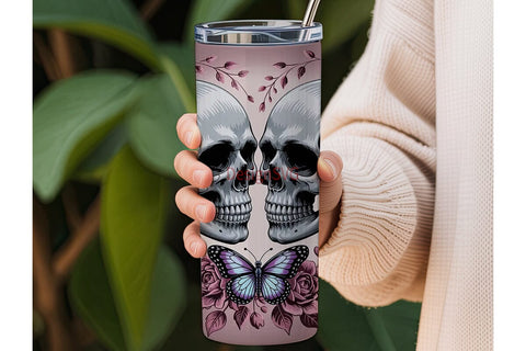 Romantic Gothic Skull 20oz Tumbler Wrap Sublimation DesignSVG 