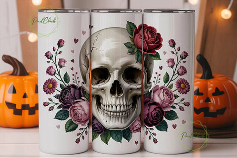Romantic Gothic Skull 20oz Tumbler Wrap Sublimation PixelChick 