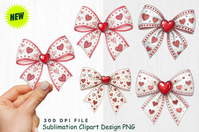 Romantic Heart Bow Clipart Sublimation Regulrcrative 