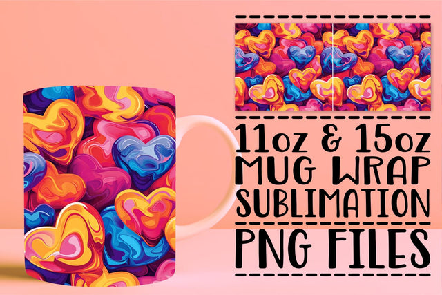 Romantic Heart Pattern Cup Sublimation afrosvg 