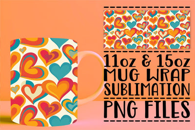 Romantic Heart Pattern Mug Sublimation afrosvg 