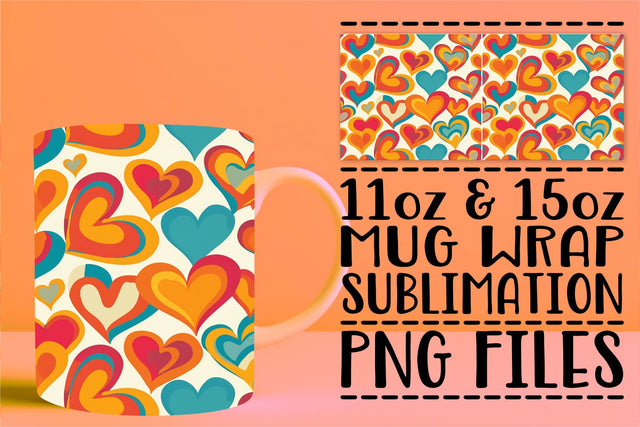 Romantic Heart Pattern Mug Sublimation afrosvg 