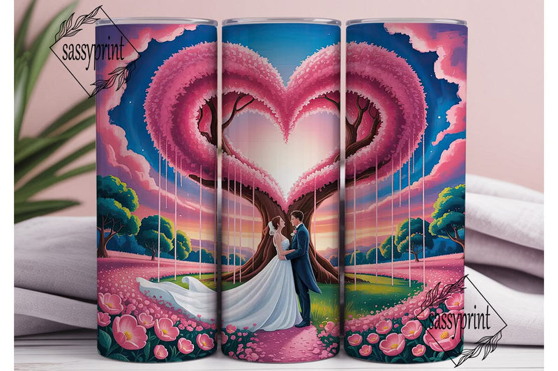 Romantic Heart Tree 20oz Tumbler Wrap Sublimation sassyprint 