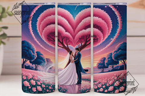 Romantic Heart Tree 20oz Tumbler Wrap Sublimation sassyprint 