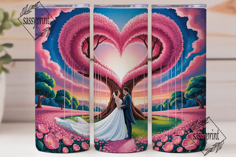 Romantic Heart Tree 20oz Tumbler Wrap Sublimation sassyprint 