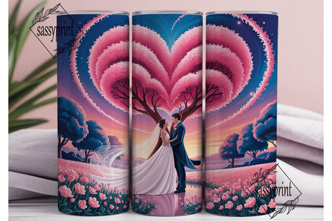 Romantic Heart Tree 20oz Tumbler Wrap Sublimation sassyprint 