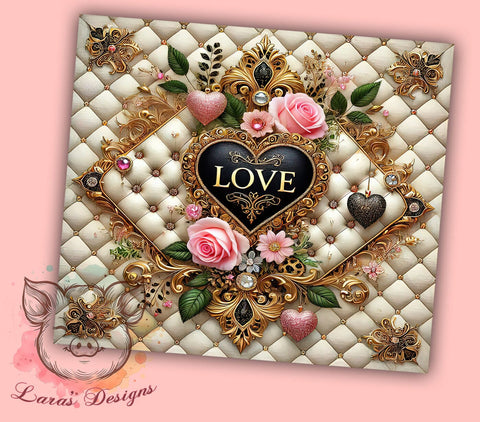 Romantic Heart Valentines Day Tumbler, Love Tumbler Wrap, 20oz Sublimation Design, Romantic Gift Idea, Heart Design Tumbler, Personalized Valentines Gift, Cute Love Mug Sublimation Lara' s Designs 