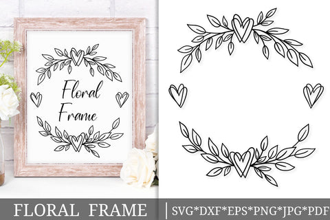 Romantic Heart Wreath Circle Frame SVG | Botanical Cut File for Cricut & Silhouette SVG Tafti Art 
