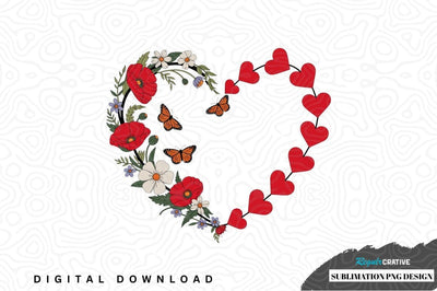 Romantic heart wreath sublimation png design Sublimation Regulrcrative 