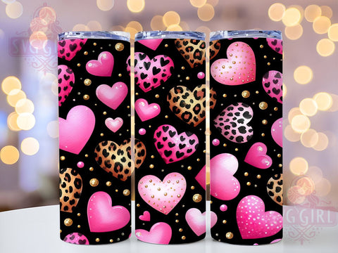 Romantic Hearts 20oz Tumbler, Hearts Tumbler Wrap, 20oz Sublimation, Love Theme Tumbler, Romantic Gift, Cute Tumbler Design, Holiday Tumbler Wrap Sublimation SvggirlplusArt 