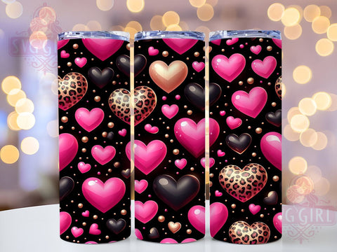 Romantic Hearts 20oz Tumbler, Hearts Tumbler Wrap, 20oz Sublimation, Love Theme Tumbler, Romantic Gift, Cute Tumbler Design, Holiday Tumbler Wrap Sublimation SvggirlplusArt 
