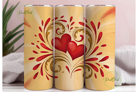 Romantic Hearts 20oz Tumbler Wrap Sublimation PixelChick 