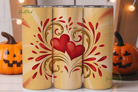 Romantic Hearts 20oz Tumbler Wrap Sublimation PixelChick 