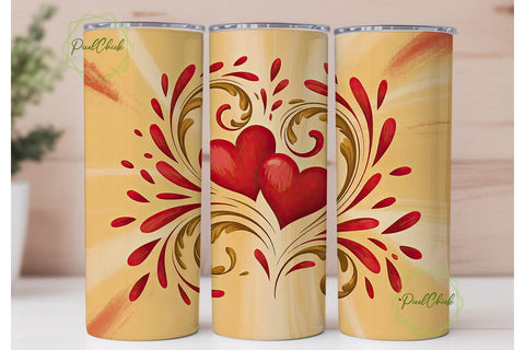 Romantic Hearts 20oz Tumbler Wrap Sublimation PixelChick 