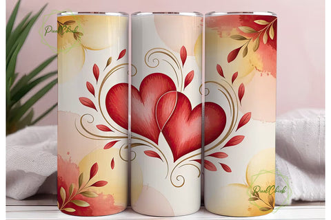 Romantic Hearts 20oz Tumbler Wrap Sublimation PixelChick 