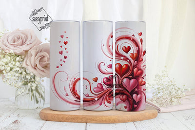 Romantic Hearts 20oz Tumbler Wrap Sublimation sassyprint 