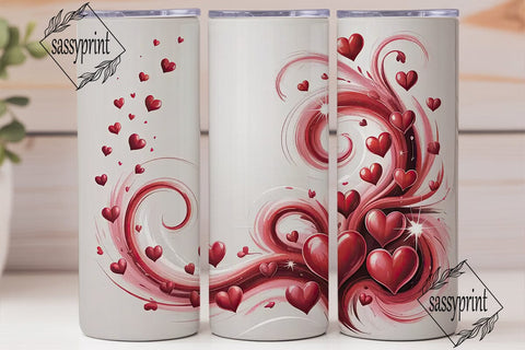 Romantic Hearts 20oz Tumbler Wrap Sublimation sassyprint 