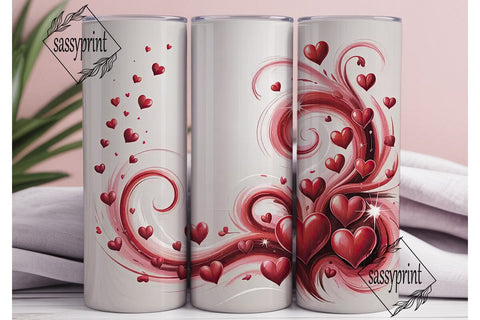Romantic Hearts 20oz Tumbler Wrap Sublimation sassyprint 