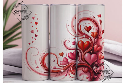 Romantic Hearts 20oz Tumbler Wrap Sublimation sassyprint 