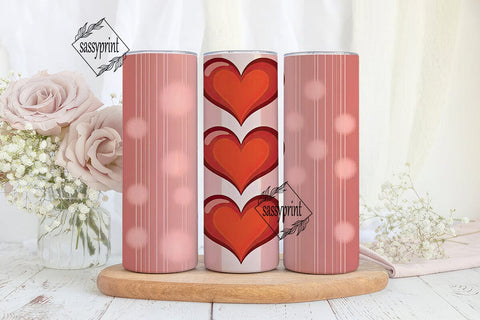 Romantic Hearts 20oz Tumbler Wrap Sublimation sassyprint 