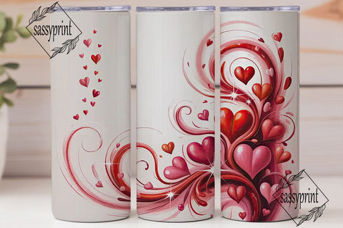 Romantic Hearts 20oz Tumbler Wrap Sublimation sassyprint 