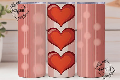 Romantic Hearts 20oz Tumbler Wrap Sublimation sassyprint 