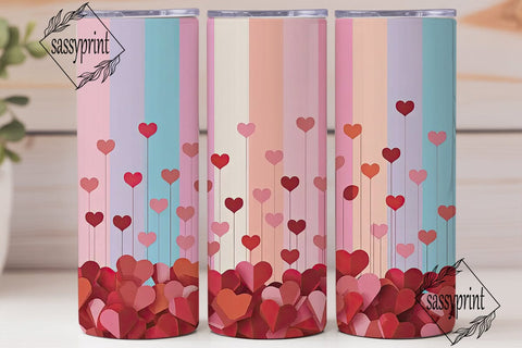 Romantic Hearts Gradient 20oz Tumbler Sublimation sassyprint 