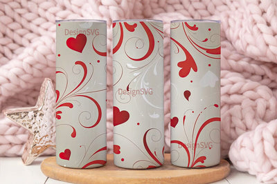 Romantic Hearts Tumbler Wrap Sublimation DesignSVG 