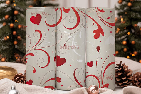 Romantic Hearts Tumbler Wrap Sublimation DesignSVG 