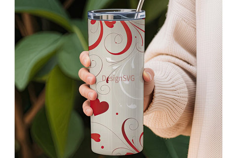 Romantic Hearts Tumbler Wrap Sublimation DesignSVG 