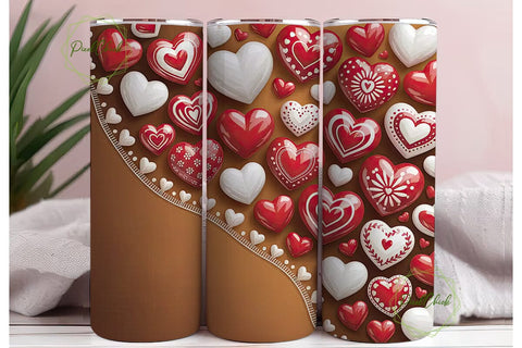 Romantic Hearts Tumbler Wrap Sublimation PixelChick 