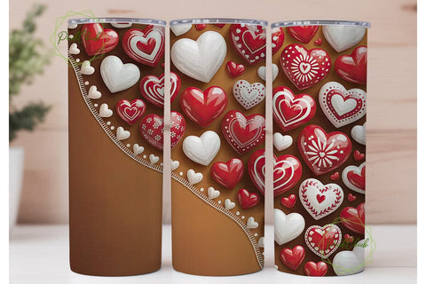 Romantic Hearts Tumbler Wrap Sublimation PixelChick 