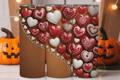 Romantic Hearts Tumbler Wrap Sublimation PixelChick 