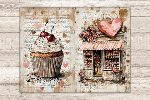 Romantic Junk Journal Paper | Valentines Day Ephemera SVG GlamArtZhanna 
