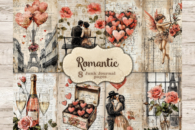 Romantic Junk Journal Paper | Valentines Day Ephemera SVG GlamArtZhanna 